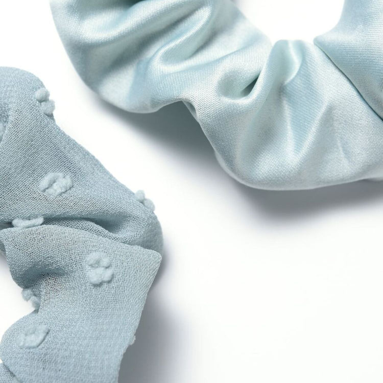 SATIN & TULLE SCRUNCHIES - BLUE