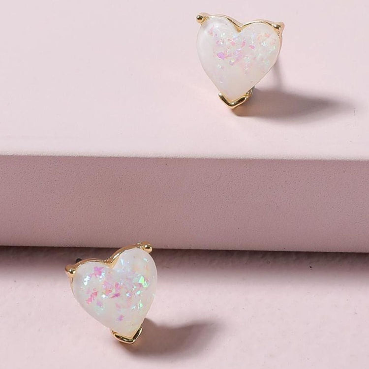 PINKY HEART STUD EARRINGS