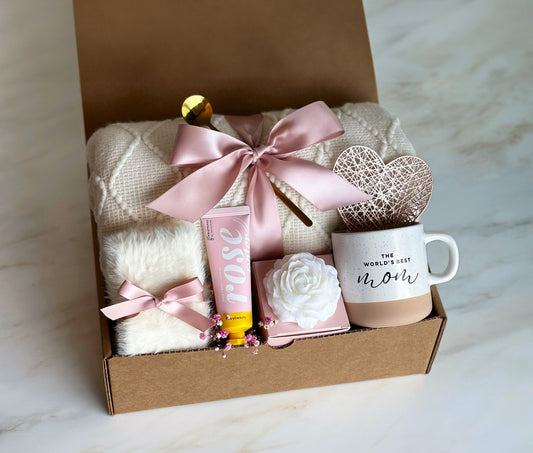 Mother’s Day Gifts for mom, Gift Set with Blanket, Socks, rose candle, Gifts for Women, Self Care Package for Mother, Wife, Daughter, Friend