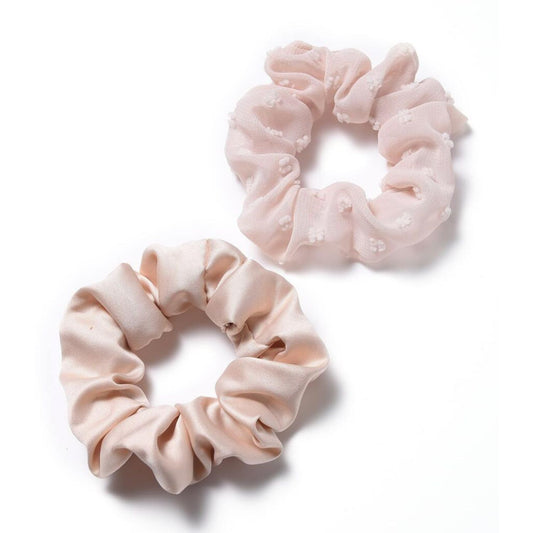 SATIN & TULLE SCRUNCHIES - PINK