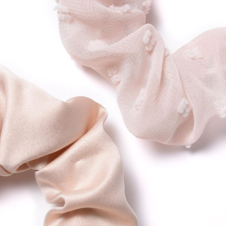 SATIN & TULLE SCRUNCHIES - PINK